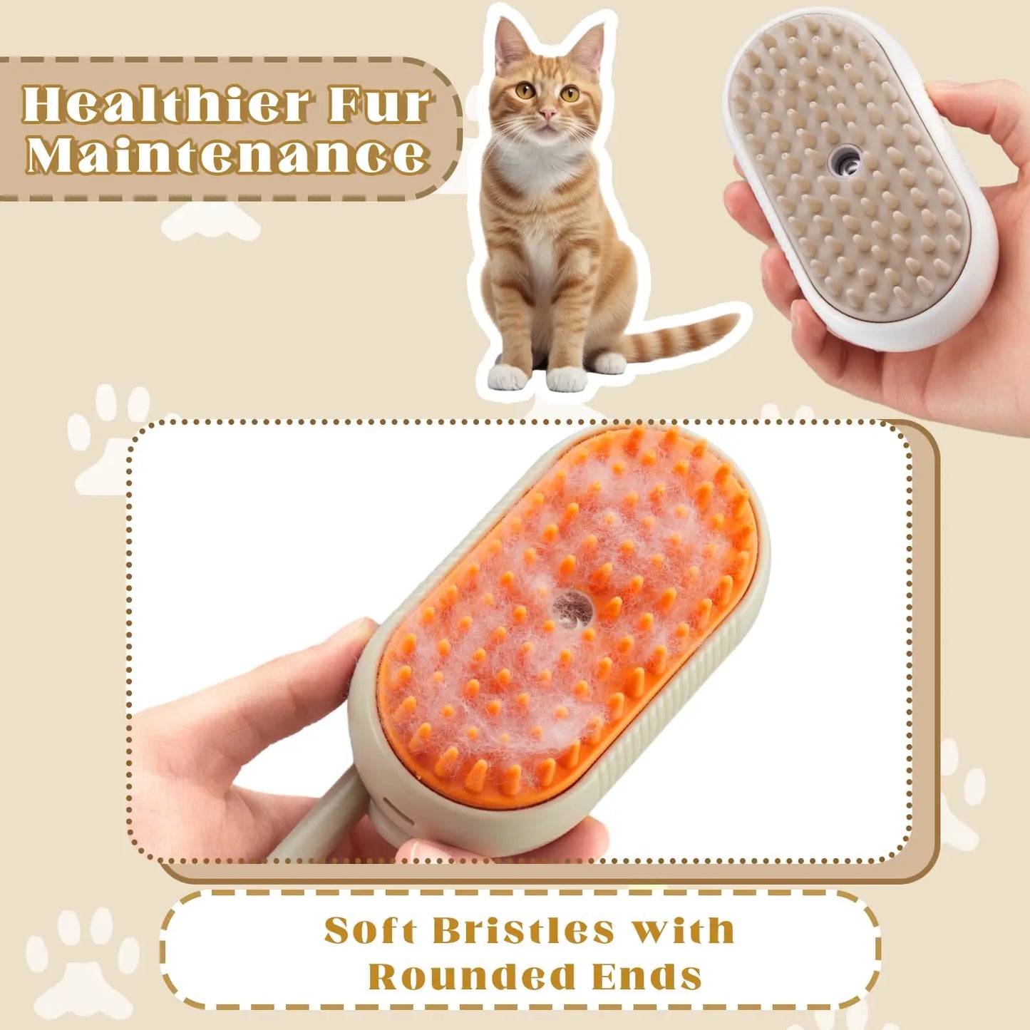 Haustier™ 3-in-1 Steamy Spray Grooming Brush (USB Rechargeable) Groom. Clean. Bond. All in One.